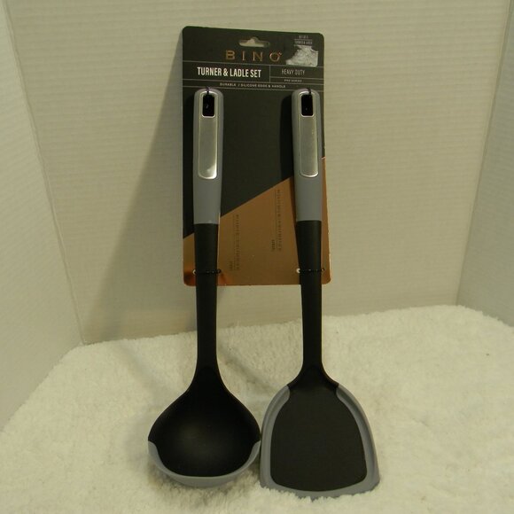 Bino Turner & Ladle Set Heavy Duty Spatula Silicone Edge & Handle Pro Series NWT - Picture 1 of 6